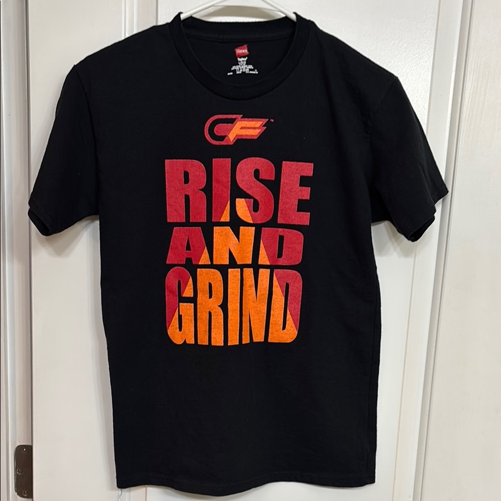 MMA Cage Fighter Rise and Grind Kids Black T-Shirt Boys Size Large (14-16)